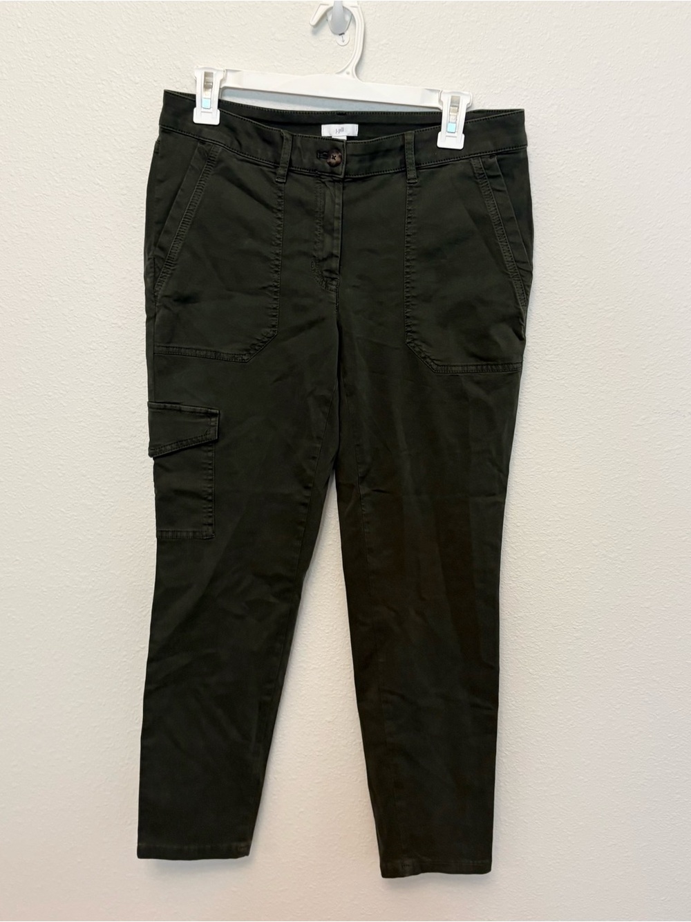 NWT J. Jill Cargo Twill Slim Leg Pants Green Utility Cotton Spandex Size 6